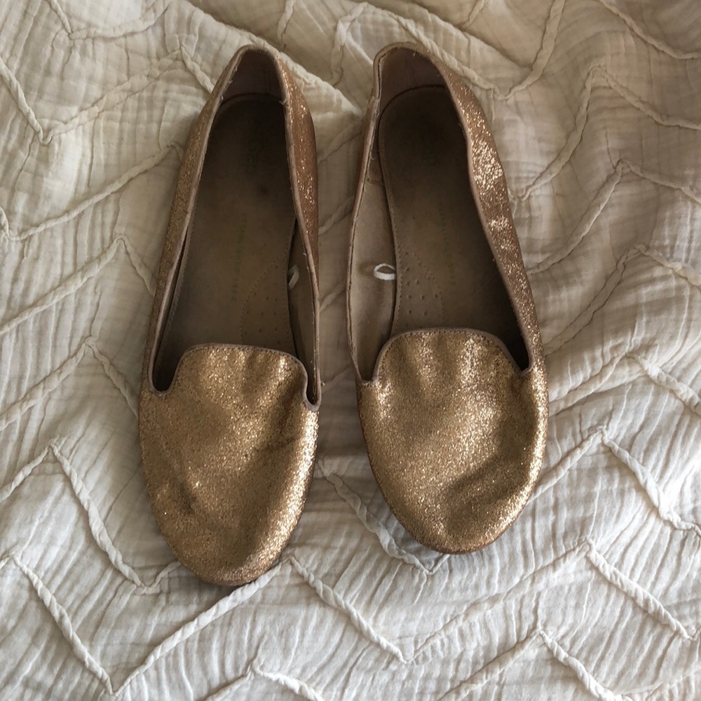 Gold Glitter Gap Loafers